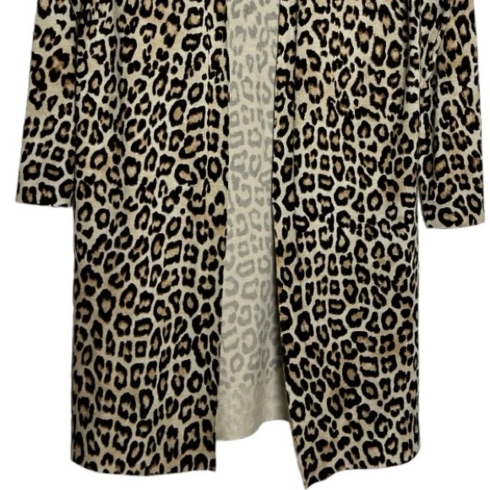 Chico’s Leopard Print Open Sweater Cardigan Midi Small
